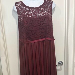 David's Bridal Burgundy Lace Dress
